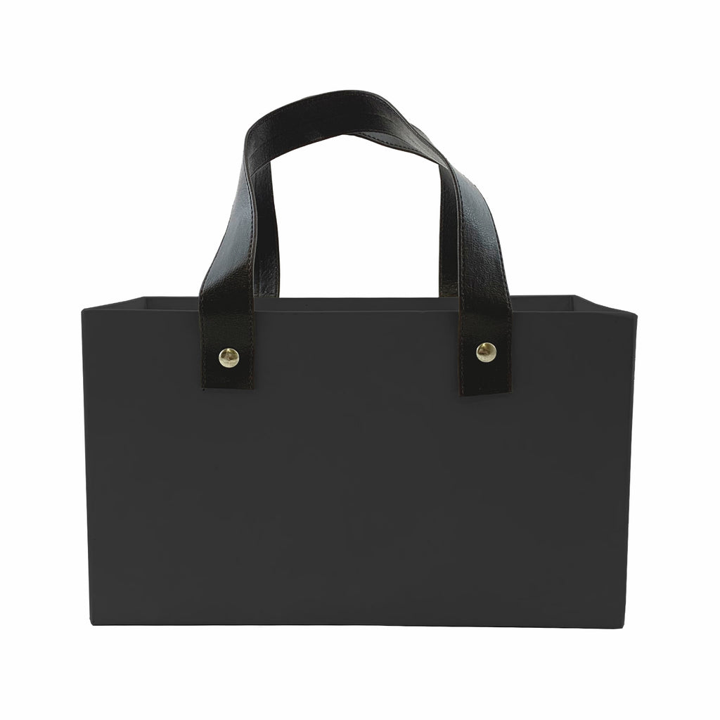 Sacola Rígida c/ Alca de Couro 25cmx15x12,5cm 1pc Preta