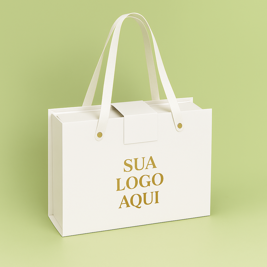 Sacola rígida com fecho magnético e alça