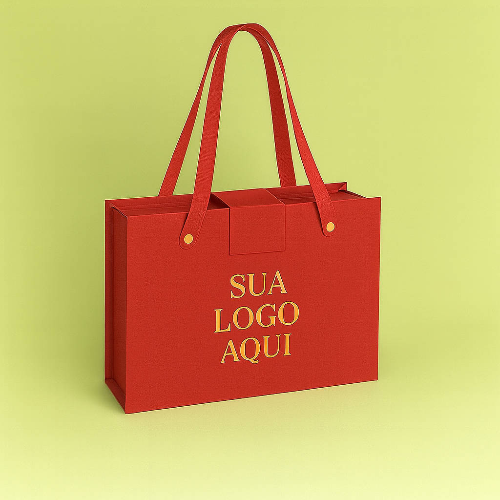 Sacola rígida com fecho magnético e alça