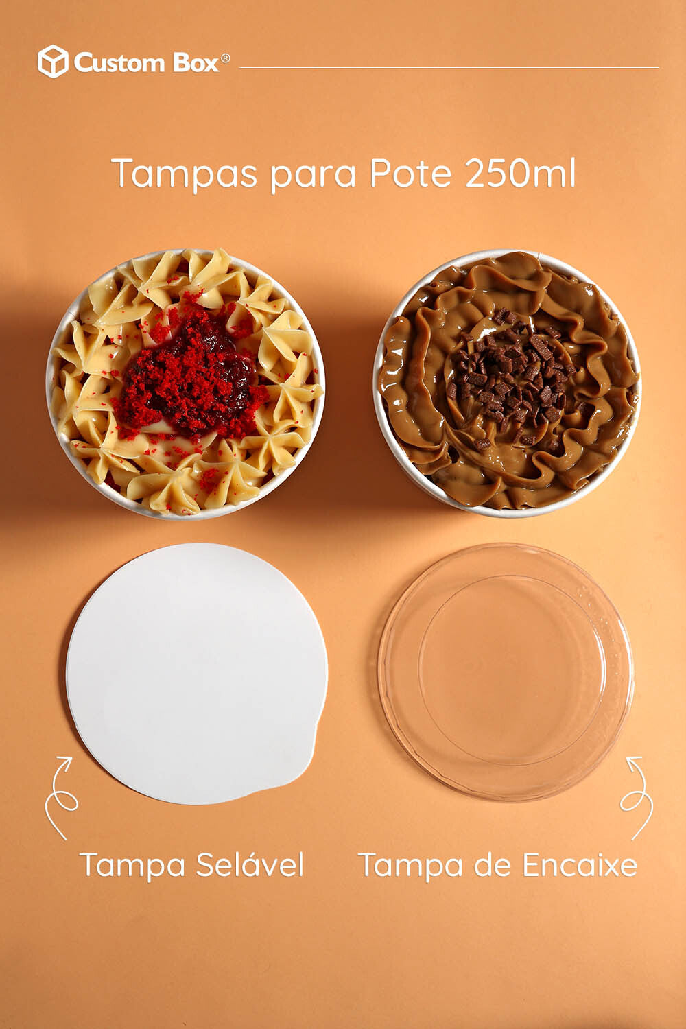 Pote de Papel Biodegradável 250ml c/ Tampa - Personalizado